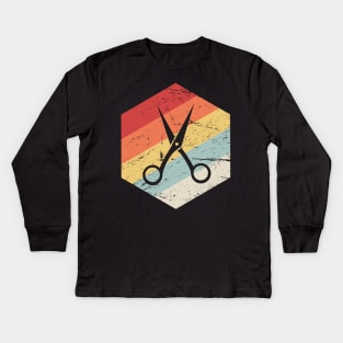 Retro Vintage Hair Stylist Scissors Icon Kids Long Sleeve T-Shirt